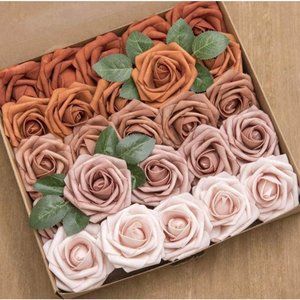 25 Count | Terracotta Ling’s Burnt Orange Shades Wedding Flowers Bouquet Roses